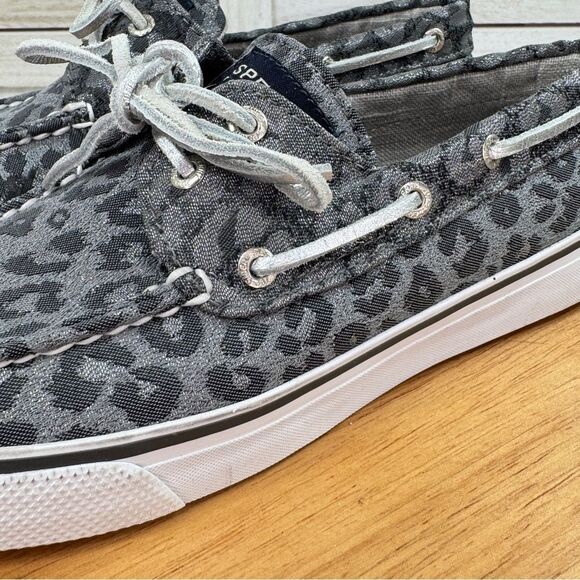 Sperry Topsider Leopard Print Brocade Shimmer Slip On Boat Shoe Loafer Grey 6.5 - Picture 7 of 11